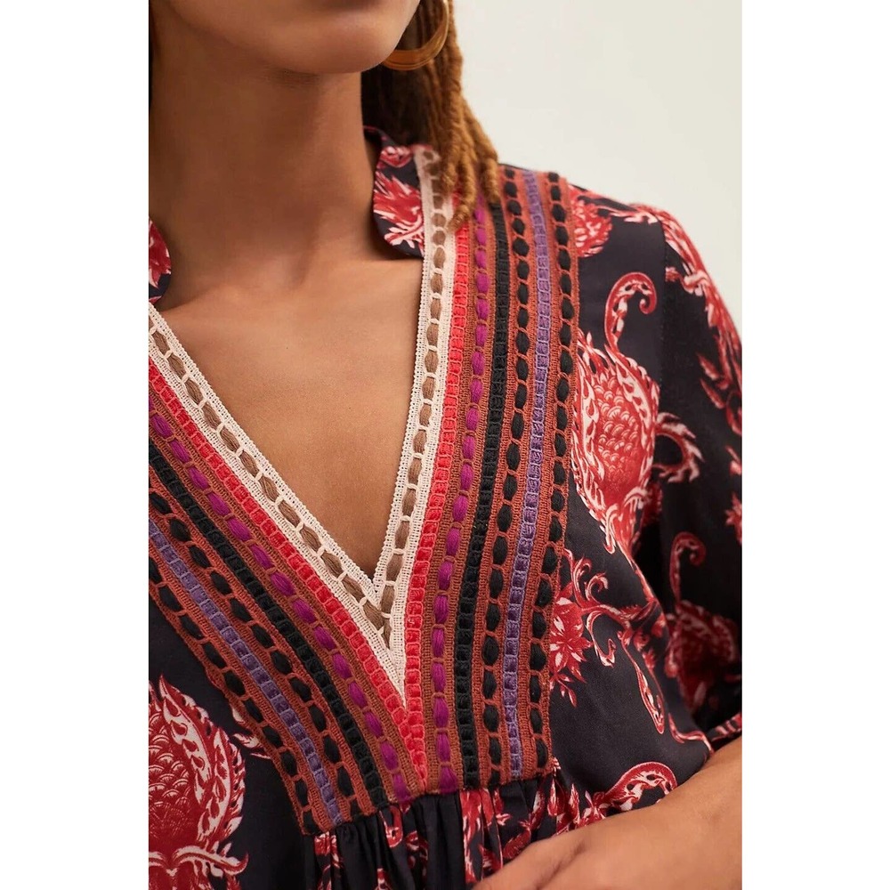 Blank London Anthropologie Floral V-Neck Top Embroidered - Picture 2 of 8